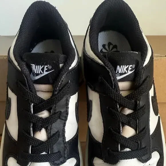 Nike Dunk Low Panda Black/White Toddler Sneakers- SZ 10 C - Picture 6 of 12